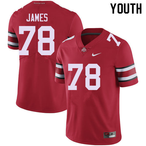 Ohio State Buckeyes Jakob James Youth #78 Red Authentic Stitched College Football Jersey